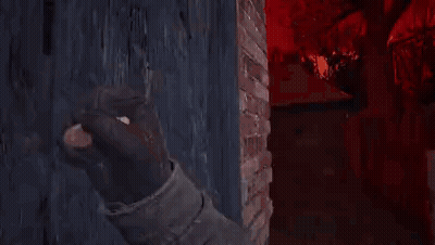 A Person Is Holding A Piece Of Bread In Their Hand In Front Of A Brick Wall In A Video Game . GIF