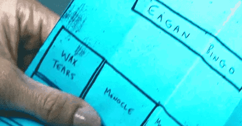 A Person Is Holding A Piece Of Paper That Says Wax Tears . GIF