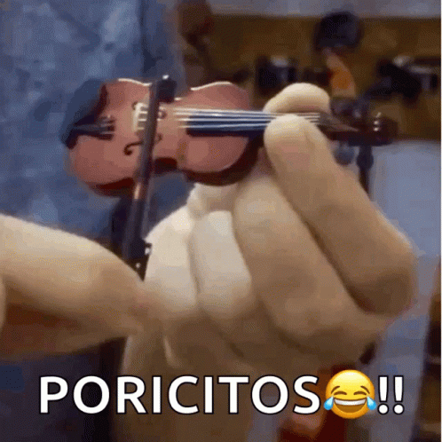 A Person Is Holding A Small Violin With The Words Poricitos Written On The Bottom GIF