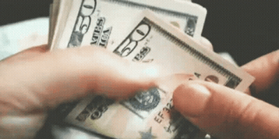 A Person Is Holding A Stack Of 20 Dollar Bills In Their Hand GIF