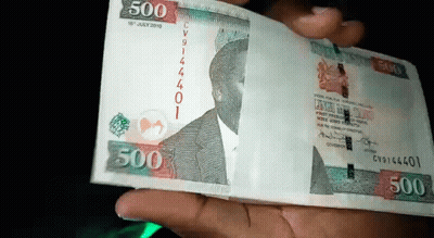 A Person Is Holding A Stack Of 500 Kenyan Shillings GIF
