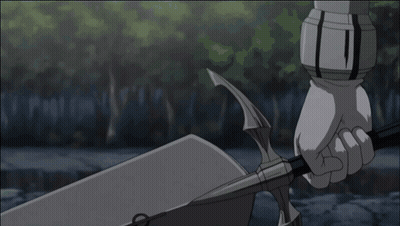 A Person Is Holding A Sword In Their Hand In A Blurry Anime Scene . GIF