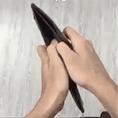 A Person Is Holding An Empty Wallet With Their Hands . GIF