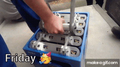 A Person Is Lifting A Crate Full Of Beer Bottles With The Words Friday On The Bottom GIF