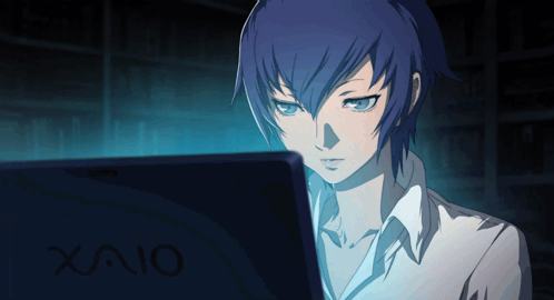 A Person Is Looking At A Vaio Laptop GIF