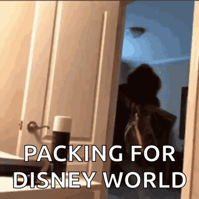 A Person Is Packing For Disney World With A Shadow Behind Them GIF