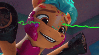 A Person Is Petting A Green Cartoon Character GIF