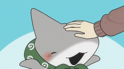 A Person Is Petting A Shark With A Bandana On Its Head GIF
