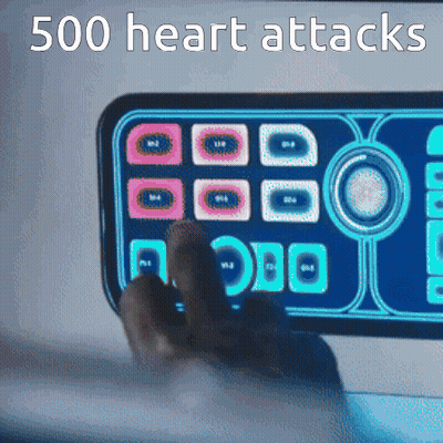 A Person Is Playing A Game On A Cell Phone With The Words 500 Heart Attacks Written Above It GIF