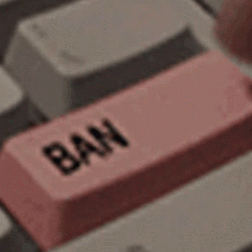 A Person Is Pressing A Button On A Keyboard That Says Ban . GIF