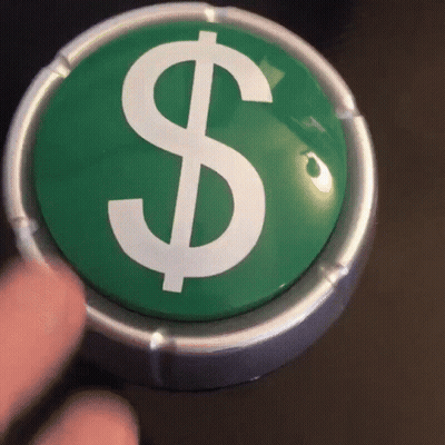 A Person Is Pressing A Green Button With A Dollar Sign On It GIF