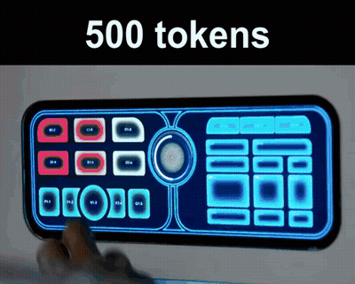A Person Is Pressing Buttons On A Display That Says 500 Tokens GIF