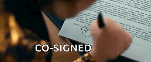 A Person Is Signing A Document With The Word Co-Signed Above It GIF