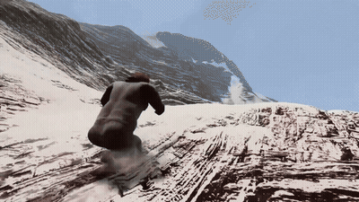 A Person Is Skiing Down A Snow Covered Hill GIF