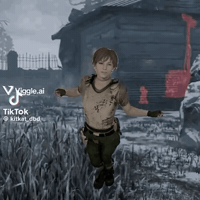 A Person Is Standing In A Field With Their Arms Outstretched In Front Of A Building . GIF