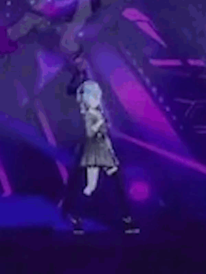 A Person Is Standing In Front Of A Purple Background . GIF