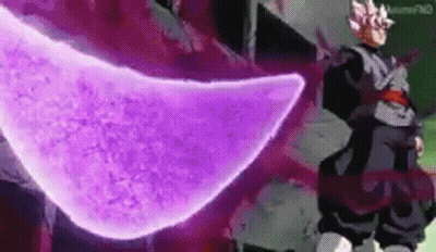 A Person Is Standing In Front Of A Purple Object . GIF