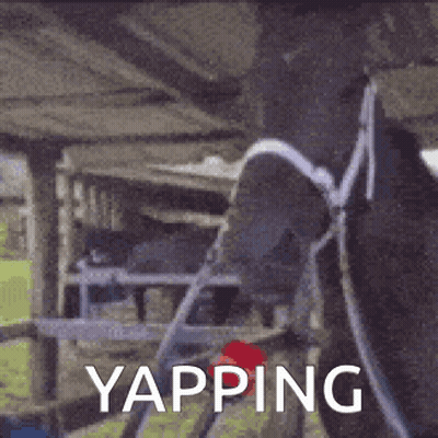 A Person Is Standing On A Bench With The Word Yapping On The Bottom Of The Image . GIF