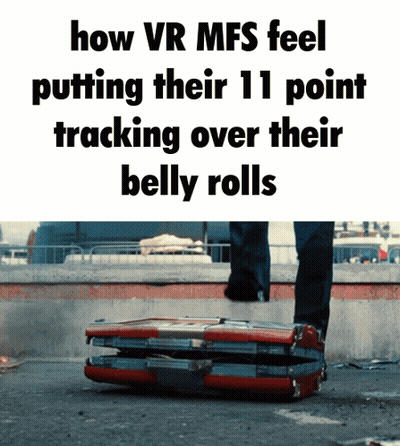 A Person Is Standing On A Briefcase That Says How Vr Mfs Feel GIF
