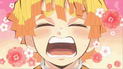 A Person Is Standing On A Pile Of Leaves In A Cartoon With Flowers In The Background . GIF