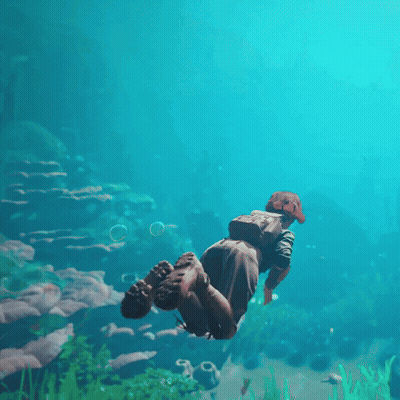 A Person Is Swimming In The Ocean With A Soccer Ball In Their Hand GIF