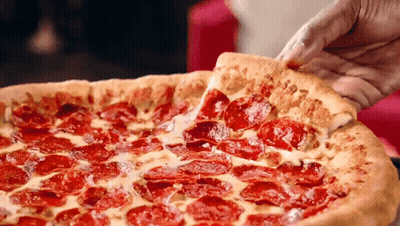 A Person Is Taking A Slice Of Pepperoni Pizza From The Whole Pizza GIF