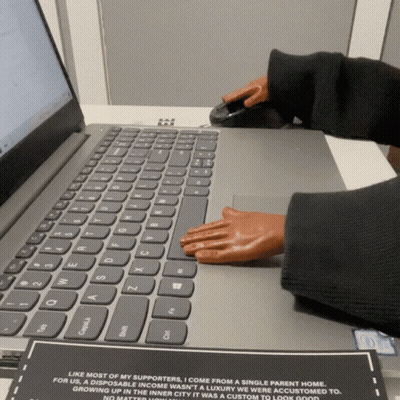 A Person Is Typing On A Laptop With A Card That Says Like Most Of My Supporters GIF