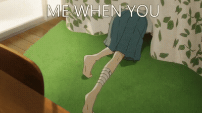 A Person Laying On A Green Rug With The Words Me When You GIF
