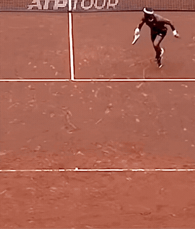 A Person Laying On A Tennis Court With The Word Atp On It GIF