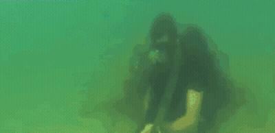 A Person Looking Through Binoculars In The Water GIF