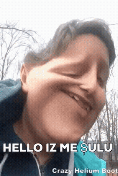 A Person Making A Funny Face With The Words Hello Iz Me Sulu Crazy Helium Boot GIF