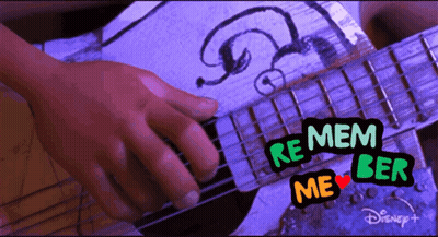A Person Playing A Guitar With A Sticker That Says Remember Me GIF