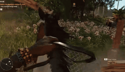 A Person Riding A Horse In A Video Game With A Sign That Says Armonia GIF