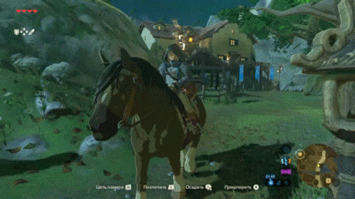 A Person Riding A Horse In A Video Game With The Letters A And B On The Bottom GIF