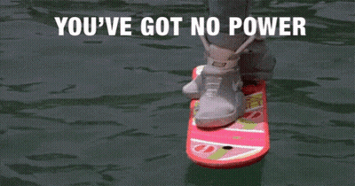 A Person Riding A Skateboard In The Water With The Words " You 'Ve Got No Power " GIF