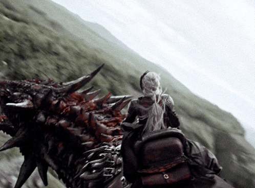 A Person Riding On The Back Of A Dragon With The Letter O On It GIF
