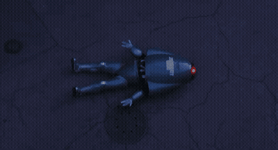 A Person 'S Arm Is Shown In A Dark Room With A Yellow Sign In The Background That Says ' A ' On It GIF