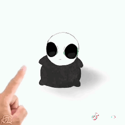 A Person 'S Finger Is Pointing At A Stuffed Animal With Sunglasses On . GIF
