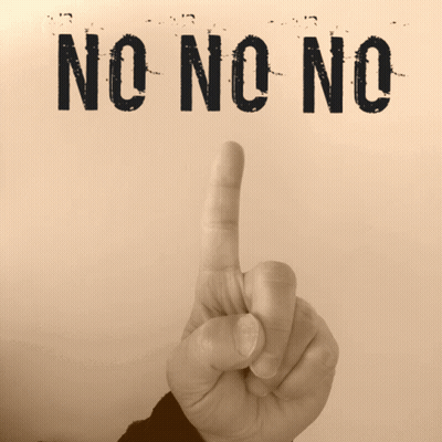 A Person 'S Finger Is Pointing Up In Front Of The Word No GIF