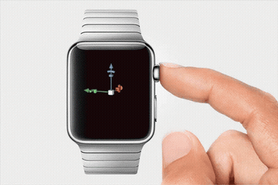 A Person 'S Finger Is Pressing A Button On A Watch That Shows A Compass On The Screen GIF