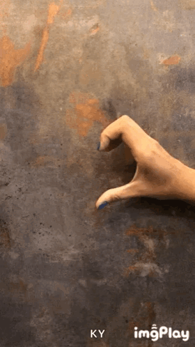 A Person 'S Hand Is Making A Heart Shape With Their Fingers On A Gray Background GIF