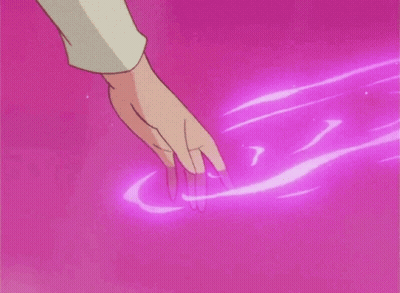 A Person 'S Hand Is Reaching Out To Touch A Pink Surface GIF