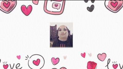 A Person 'S Hands Are Holding A Picture Of A Cat Surrounded By Hearts GIF