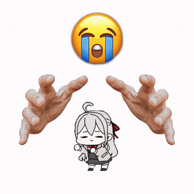 A Person 'S Hands Are Reaching Out Towards A Cartoon Character With A Crying Face GIF