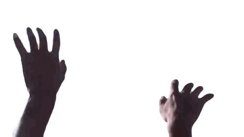 A Person 'S Hands Are Reaching Up Into The Air Against A White Background Sticker