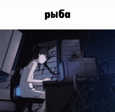 A Person Sitting In Front Of A Computer With The Word Ryba On The Top GIF