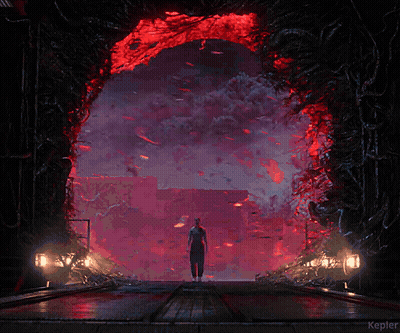 A Person Standing In A Tunnel With The Word Kepler On The Bottom Left GIF