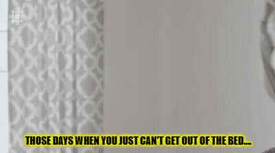 A Person Standing In Front Of A Shower Curtain With The Words Those Days GIF