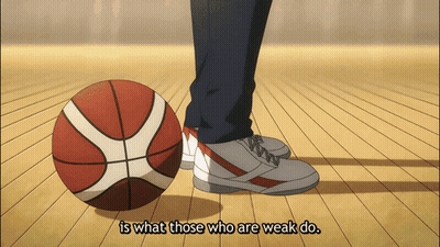 A Person Standing Next To A Basketball With The Words Is What Those Who Are Weak Do Below Them GIF