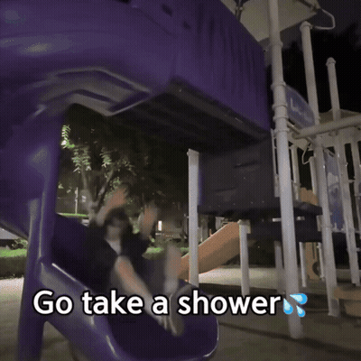A Person Taking A Shower With The Words Go Take A Shower Underneath GIF